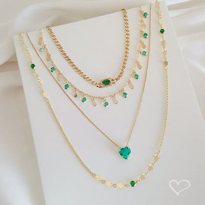 Colar de Coração Zircônia Turmalina Junny Folheado a Ouro 18k