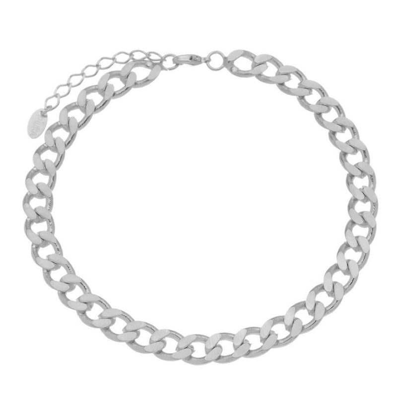 Tornozeleira Piuka Raiza Elos Grumet Folheado em Ródio Branco