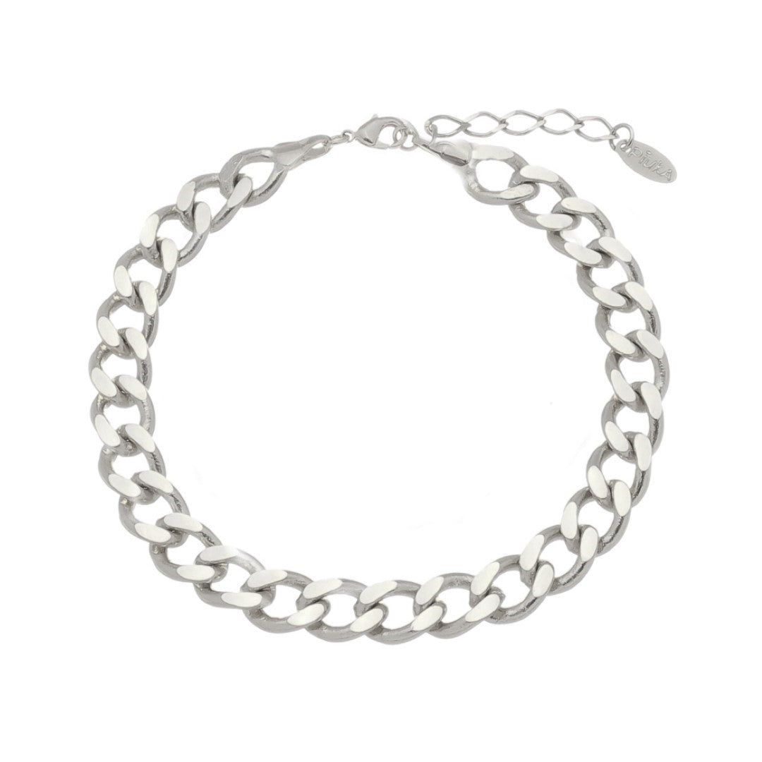 Pulseira Feminina Raiza Elos Grumet Folheada em Ródio Branco