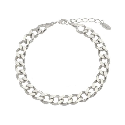 Pulseira Feminina Raiza Elos Grumet Folheada em Ródio Branco