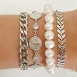 Pulseira Feminina Raiza Elos Grumet Folheada em Ródio Branco