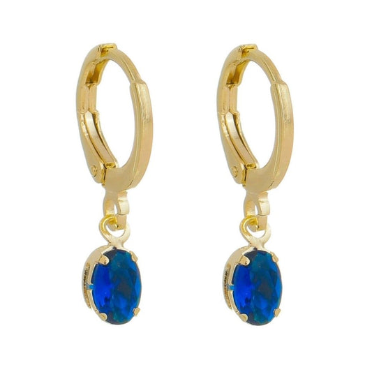 Brinco Argolinha Maísa Zircônia Safira Folheado a Ouro 18k