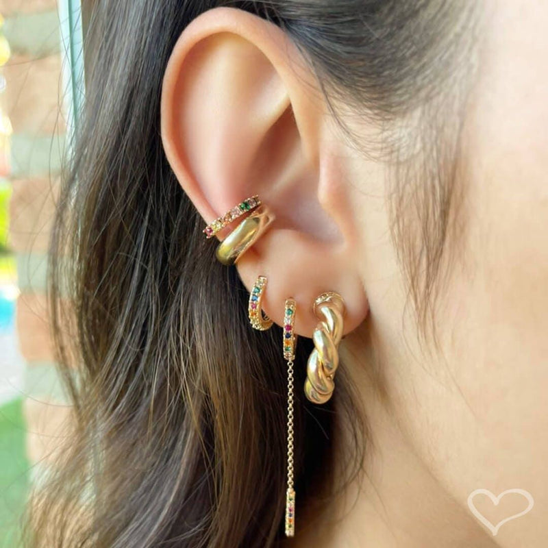 Brinco de Argola Tubo Torcido Camila P Folheado a Ouro 18k