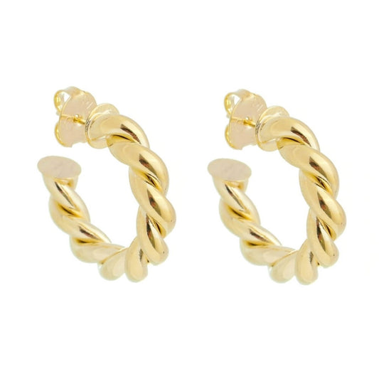Brinco de Argola Tubo Torcido Camila M Folheado a Ouro 18k