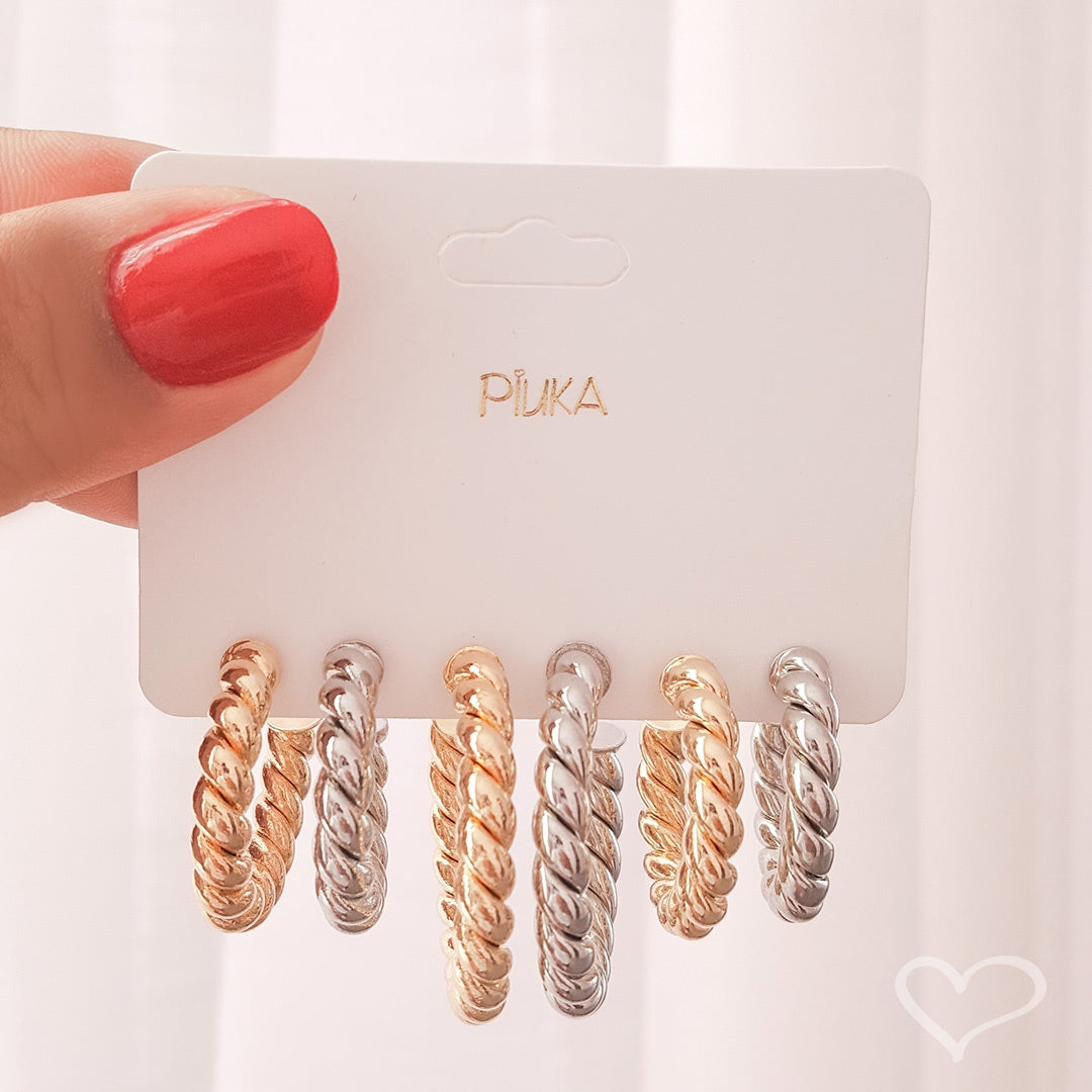 Brinco de Argola Tubo Torcido Camila G Folheado a Ouro 18k