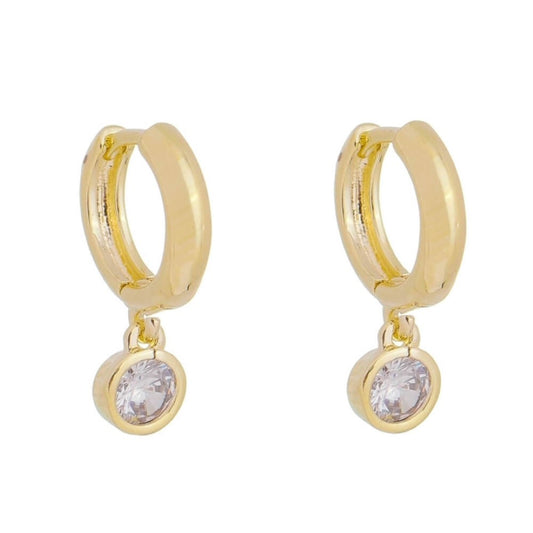 Brinco Argolinha Ponto de Luz Amora Zircônia Cristal Folheado a Ouro 18k