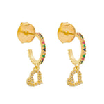 Brinco de Argola Mini Alana Coração Zircônias Cristal e Coloridas Folheado a Ouro 18k