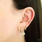 Brinco de Argola Mini Alana Coração Zircônias Cristal e Coloridas Folheado a Ouro 18k