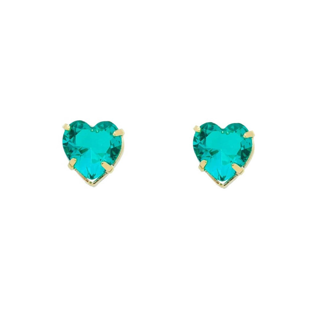 Brinco de Coração Alicia Turmalina Folheado a Ouro 18k