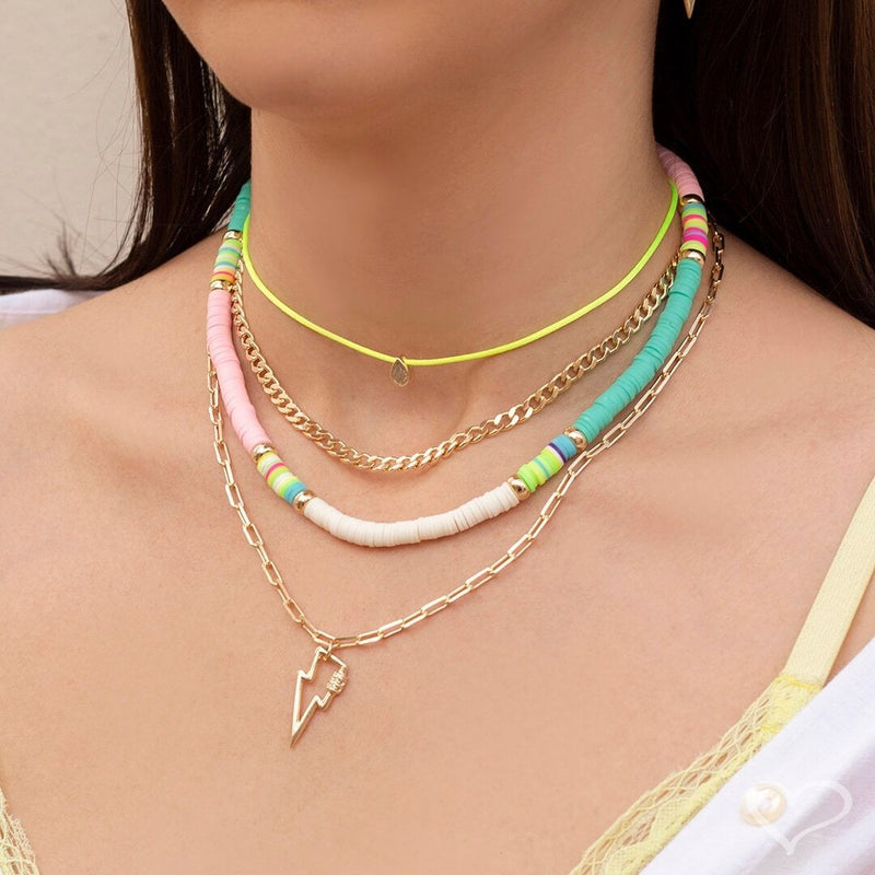 Colar Feminino Vanessa Locker Raio Zircônia Folheado a Ouro 18k