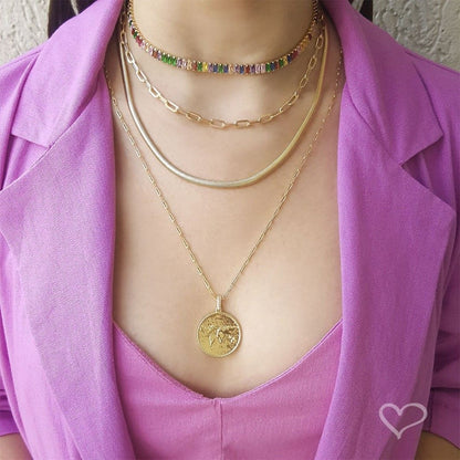 Choker Piuka Fernanda Malha Fina Metal Folheada a Ouro 18k