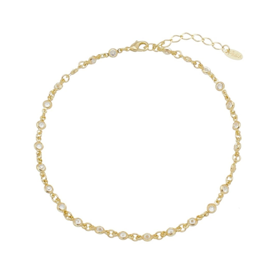 Tornozeleira Piuka Mari Zircônias Cristal Folheada a Ouro 18k