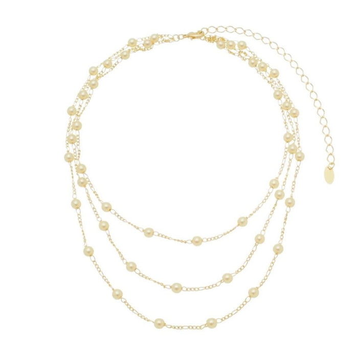 Choker Piuka Loren 3 Voltas Pérolas Folheado a Ouro 18k