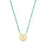 Colar Feminino Medalha Magic Lucky Strong Cristais Folheado a Ouro 18k