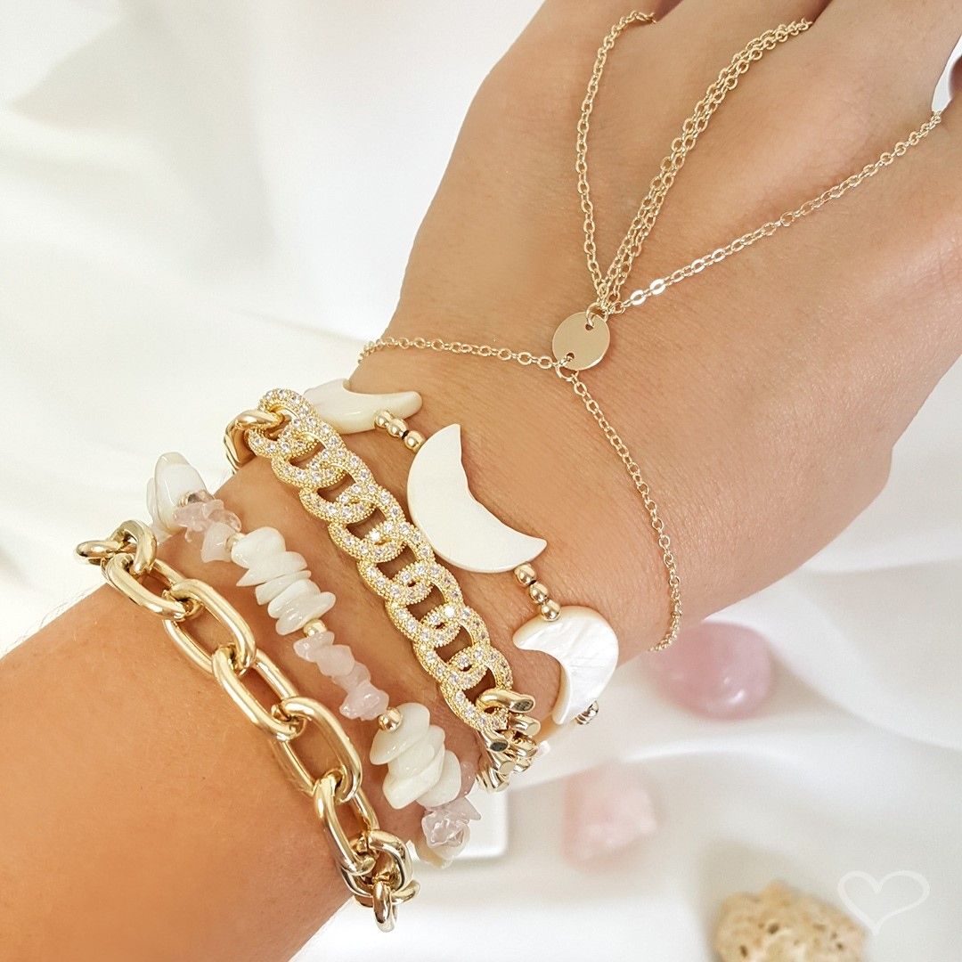 Pulseira Folheada a Ouro 18k Elos Groumet Zircônias Yumi