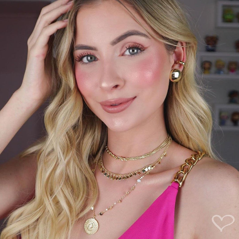 Colar Feminino Medalha Flor de Lótus Cresça Evolua Floresça Folheado a Ouro 18k