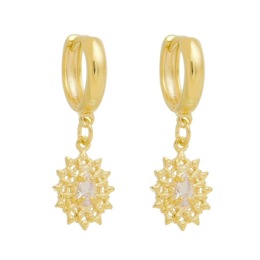 Brinco Argolinha Karen Gota Zircônia Folheado a Ouro 18k