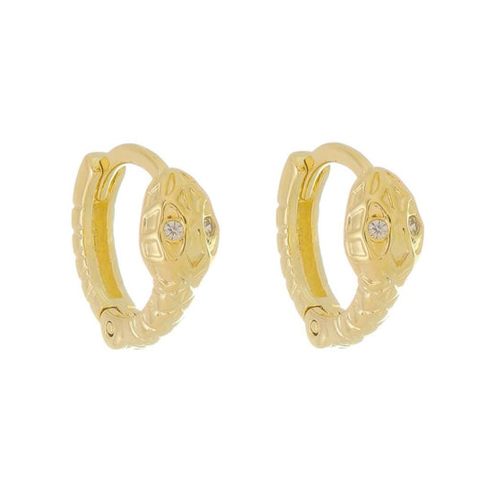 Brinco Argolinha Misty Serpente Zircônia Folheado a Ouro 18k