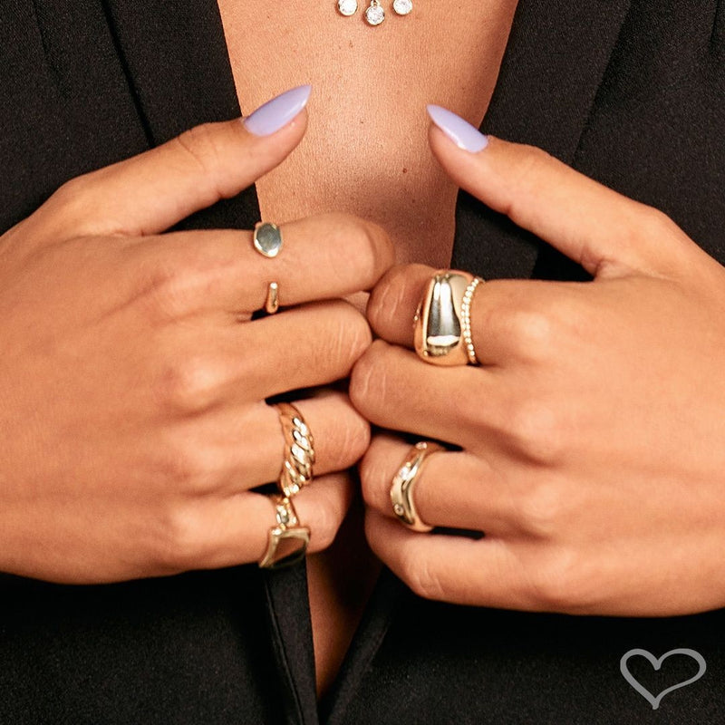 Anel Folheado a Ouro 18k Camadas de Metal Luna