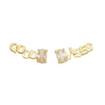 Brinco Ear Cuff Good Vibes Assimétrico Zircônia Folheado a Ouro 18k