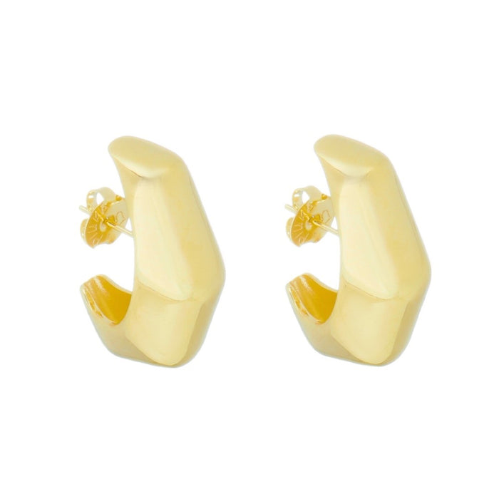 Brinco Geométrico Leonie Metal Liso Folheado a Ouro 18k