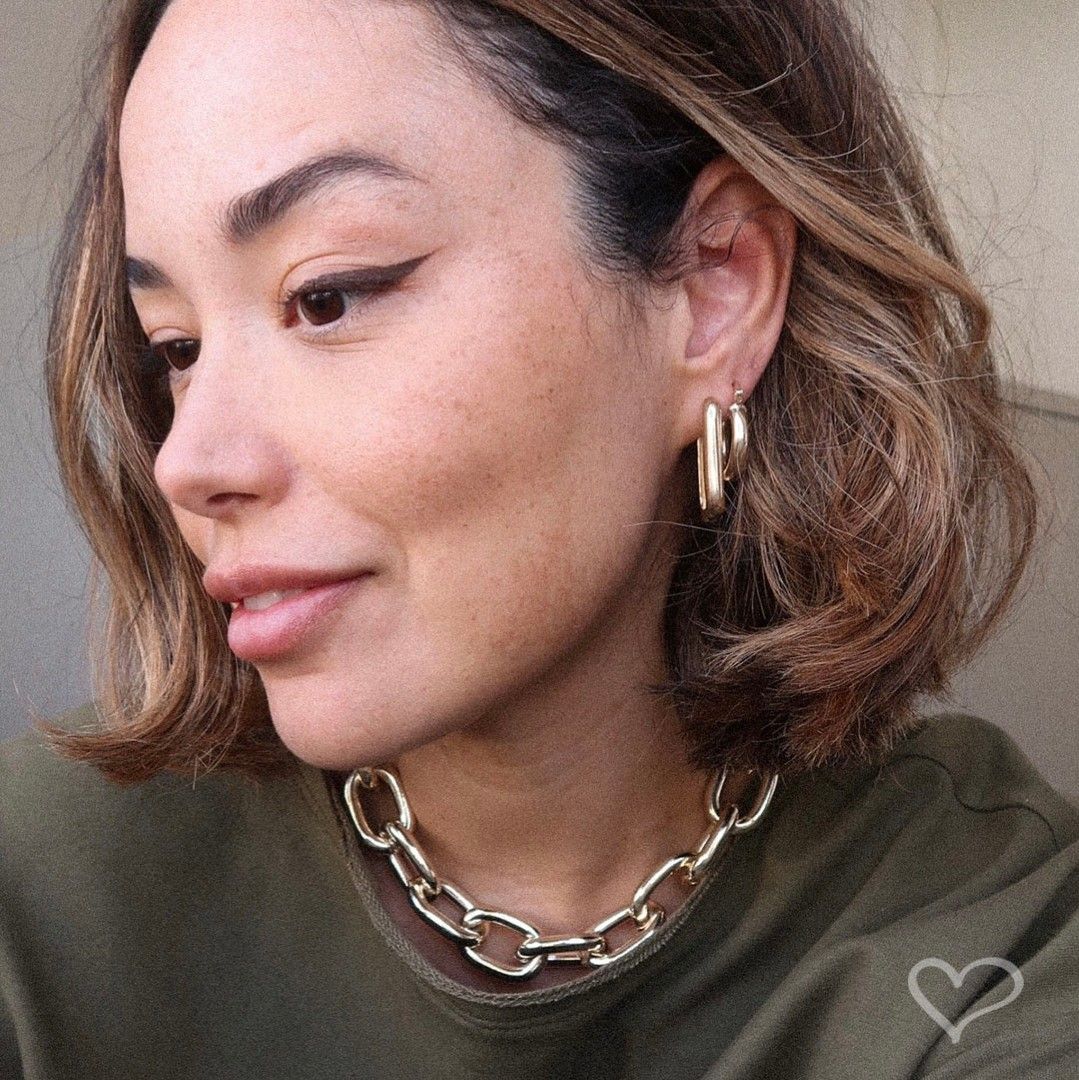 Brinco Retangular Helena Lisa G Folheado a Ouro 18k
