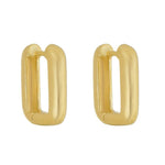 Brinco Retangular Helena Lisa M Folheado a Ouro 18k