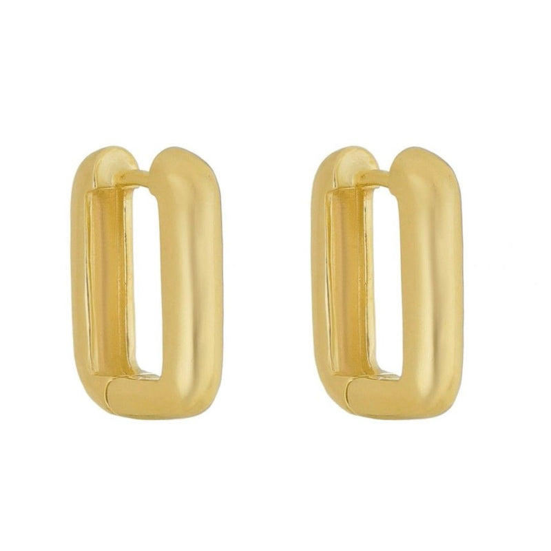 Brinco Retangular Helena Lisa M Folheado a Ouro 18k