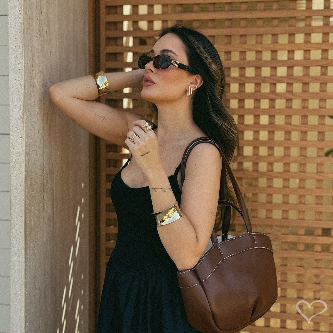 Brinco Retangular Helena Lisa M Folheado a Ouro 18k
