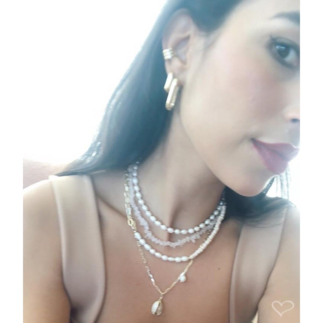 Brinco Retangular Helena Lisa M Folheado a Ouro 18k