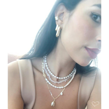Brinco Retangular Helena Lisa M Folheado a Ouro 18k