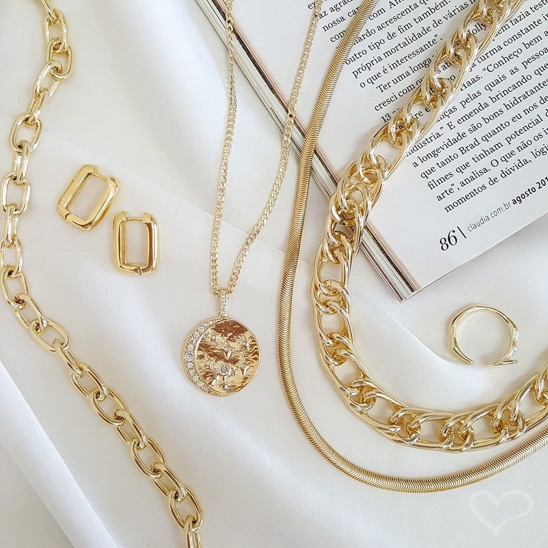 Brinco Retangular Helena Lisa M Folheado a Ouro 18k