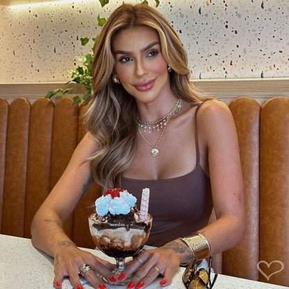 Colar Olho Grego Medalha Mykonos Zircônia Safira e Cristal Folheado a Ouro 18k