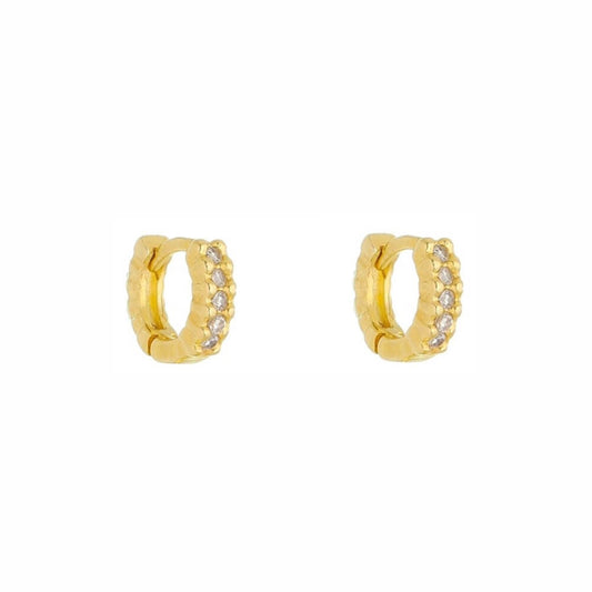 Brinco Argolinha Pri Pp Uma Fileira Zircônias Folheado a Ouro 18k