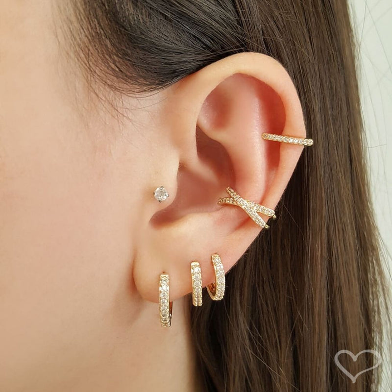 Brinco Argolinha Filipa Zircônia Folheado a Ouro 18k