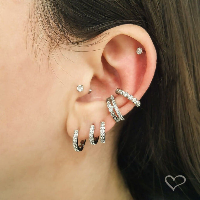 Brinco Argolinha Filipa Zircônia Folheado em Ródio Branco