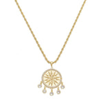 Colar Feminino Medalha Sol Seja Luz Zircônias Folheado a Ouro 18k