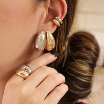 Piercing de Encaixe Piuka Zac Argola Lisa Folheado em Ródio Branco