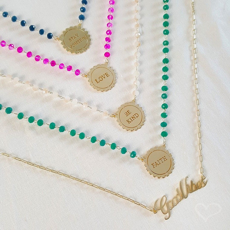 Colar Feminino Good Vibes Folheado à Ouro 18k