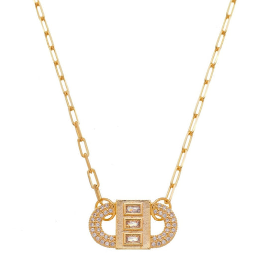 Colar Feminino Rafa Locker Baguete Zircônias Folheado a Ouro 18k
