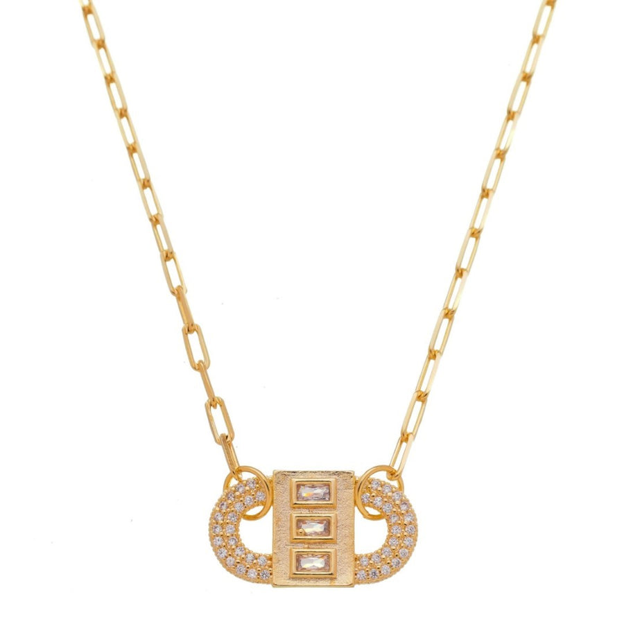 Colar Feminino Rafa Locker Baguete Zircônias Folheado a Ouro 18k