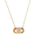 Colar Feminino Rafa Locker Baguete Zircônias Coloridas Folheado a Ouro 18k