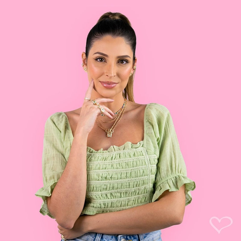 Colar Feminino Rafa Locker Baguete Zircônias Coloridas Folheado a Ouro 18k