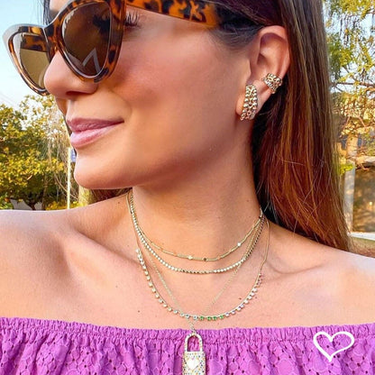 Colar de Cadeado Coração Zircônias Coloridas Thassia Folheado a Ouro 18k