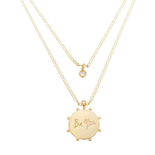 Colar de 2 Voltas Medalha Be You Zircônia Folheado a Ouro 18k