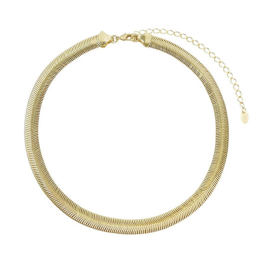 Choker Piuka Fernanda Malha Metal Larga Folheada a Ouro 18k