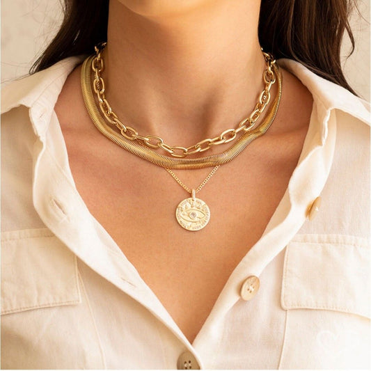 Choker Piuka Fernanda Malha Metal Larga Folheada a Ouro 18k