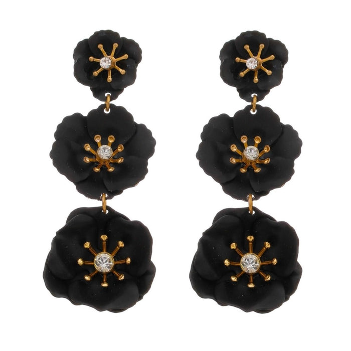 Brinco de Flor Malva Preto