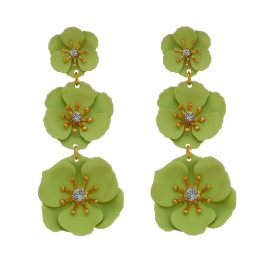 Brinco de Flor Malva Verde