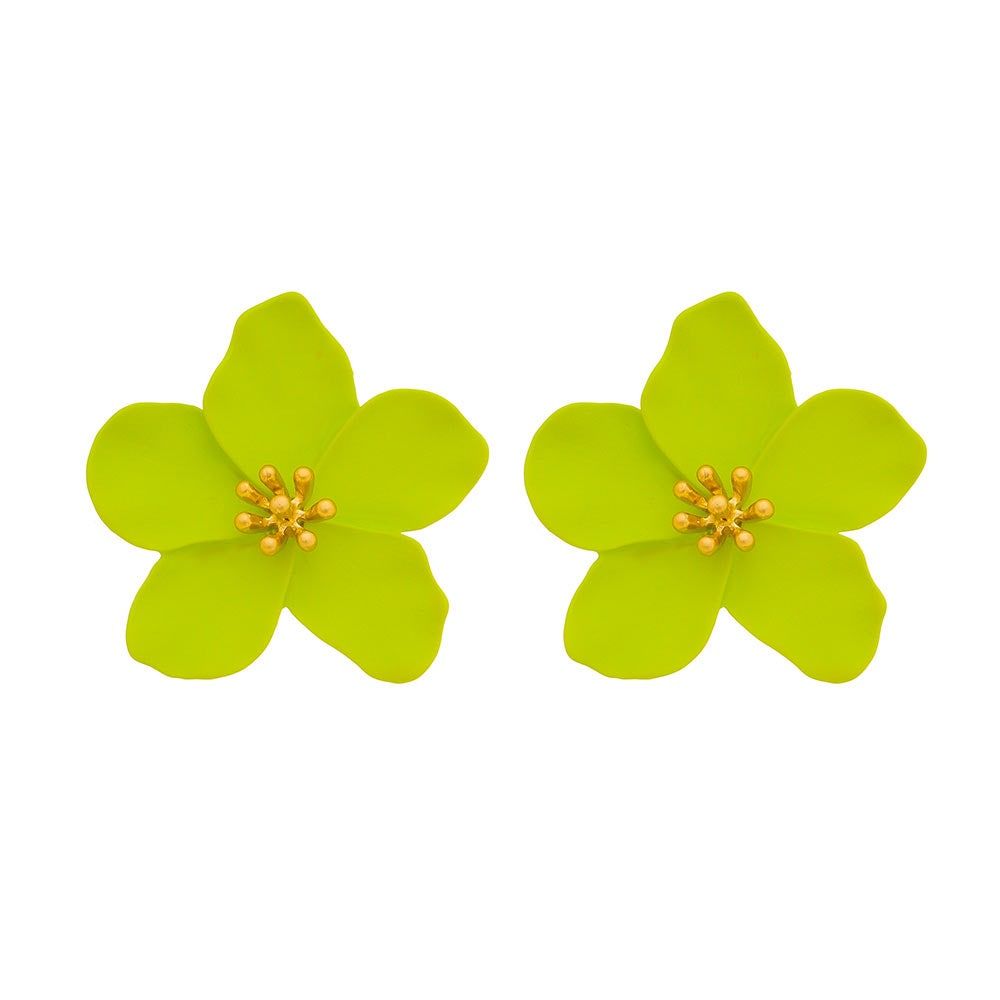 Brinco Piuka Flor Jasmim Verde